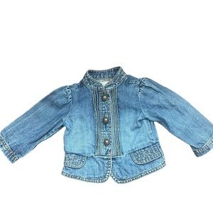Old Navy Infant Baby Girl Sz 6-12M Denim Jacket Jean Jacket Mock Neck Peplum